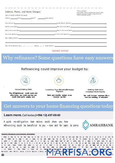 Downloadable Azerbaijan Amrahbank bank mortgage statement, 3 pages, 3 scr sample